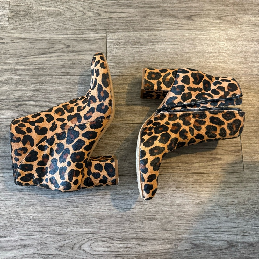 INC Cheetah Print Block Heel Booties - size 8